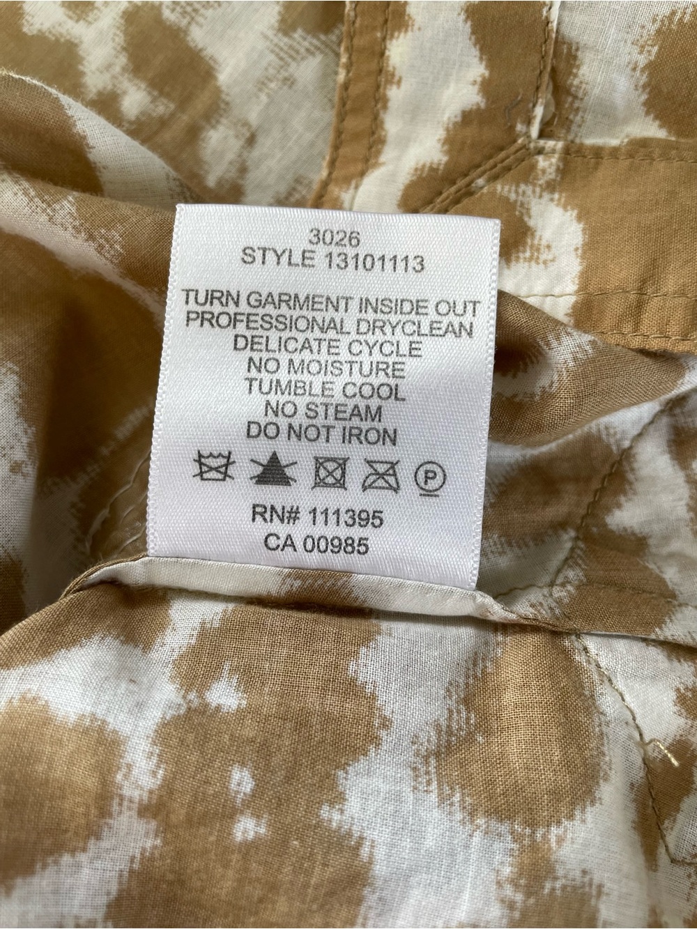 Tory Burch 100% Cotton Blouse Tan & White Size 4 Sequins with Orange Logo Tag - Picture 9 of 9